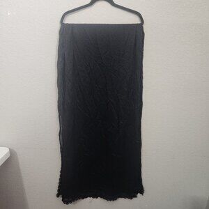 Black Sheer Scalloped Edge Fabric Panel Scarf